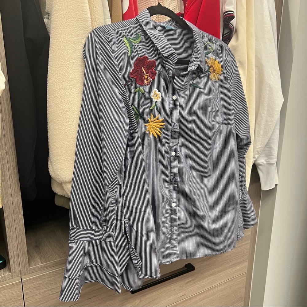 Fleur bleue embroidery blouse